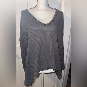 We The Free Charcoal Textured Knit Top